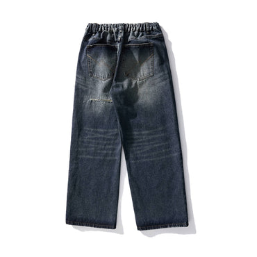 Distressed Patched Washed Loose Straight Leg Jeans - XGEM® - Not Made for Everyone