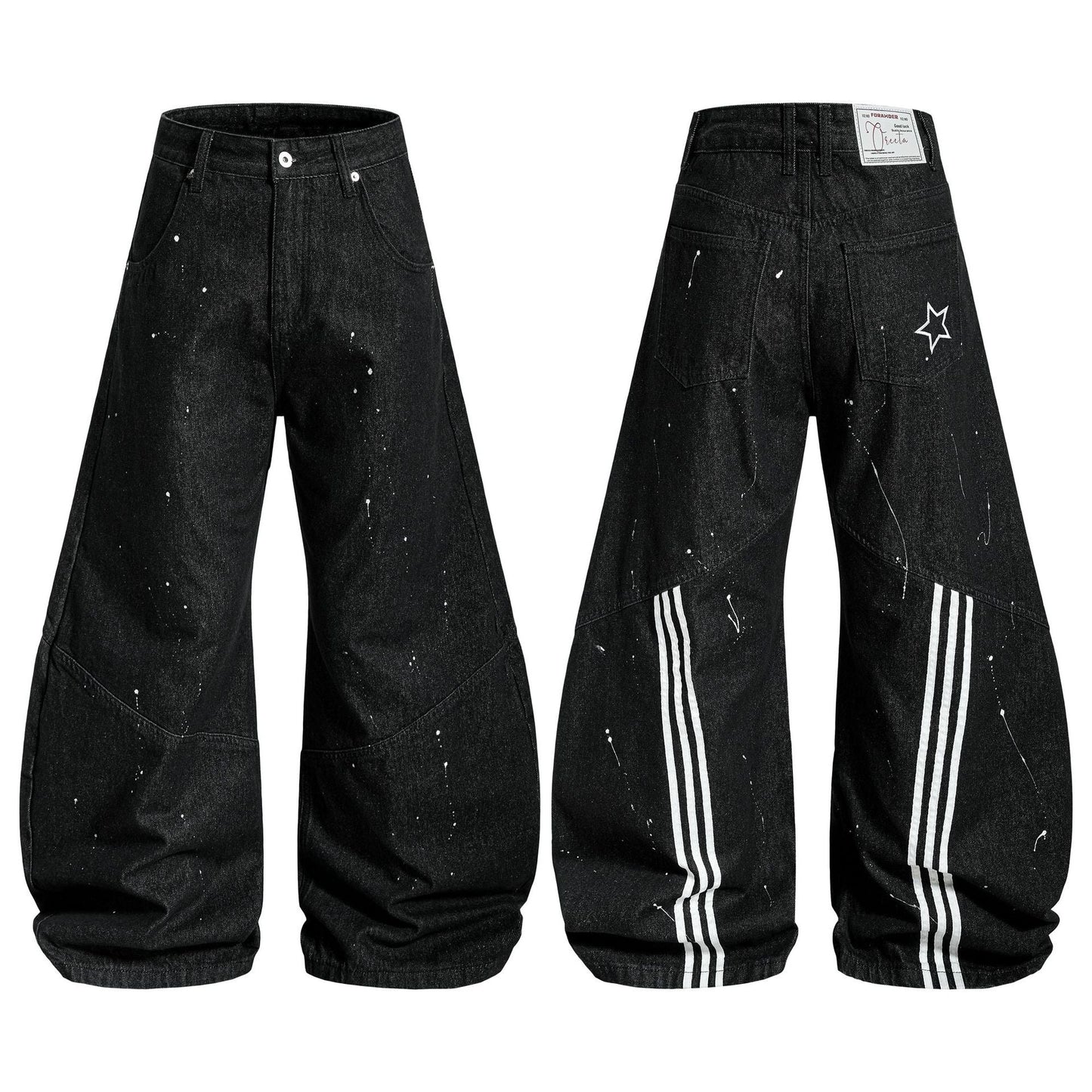Jeans Wide Leg Splatter Black - XGEM® - Not Made for Everyone