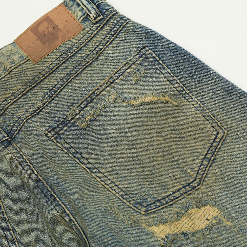 Riftfade Distressed Relaxed Straight - Leg Streetwear Denim - XGEM® - Not Made for Everyone