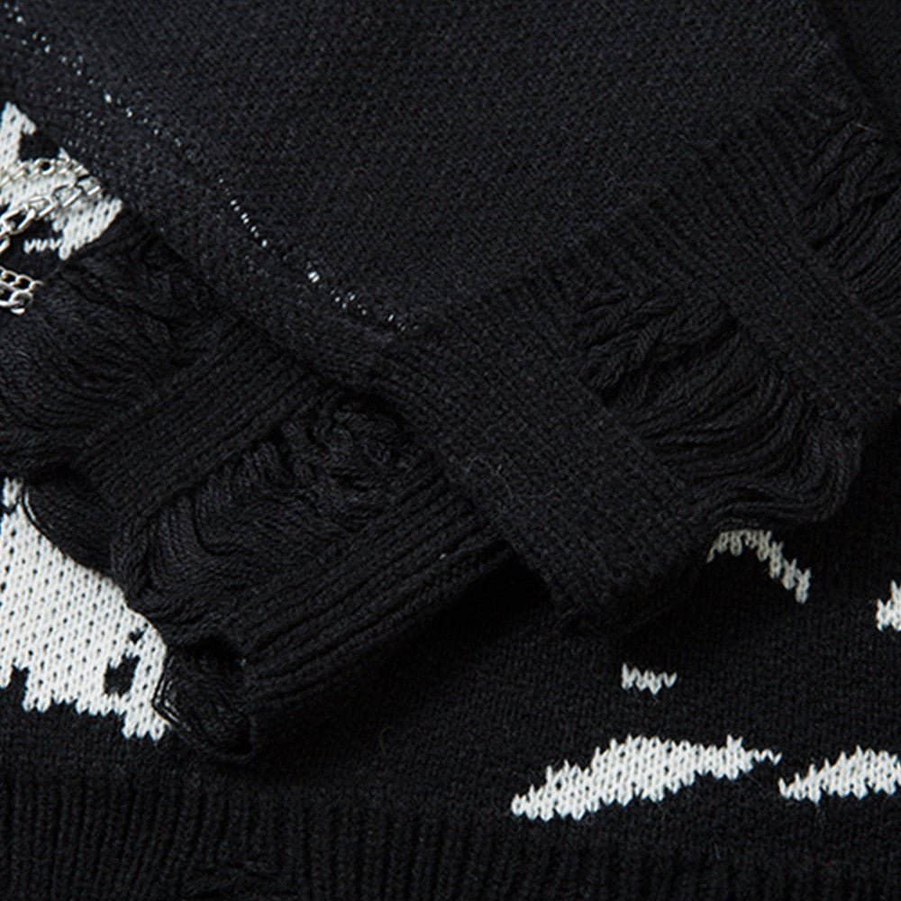 XGEM Abstract Destruction Sweater – Oversized Embroidered Street Trend Pullover - XGEM® - Not Made for Everyone