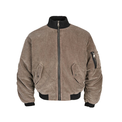 Distressed Corduroy Stand Collar Jacket — curated XGEM rare find
