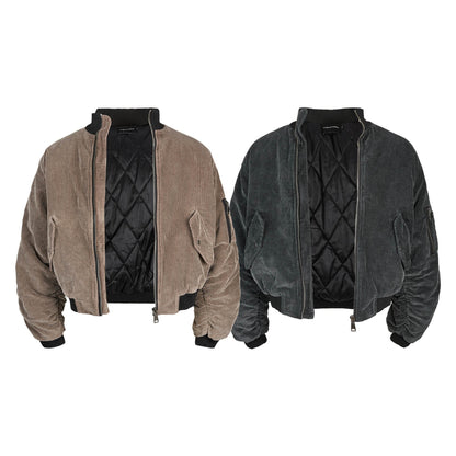 Distressed Corduroy Stand Collar Jacket — curated XGEM rare find