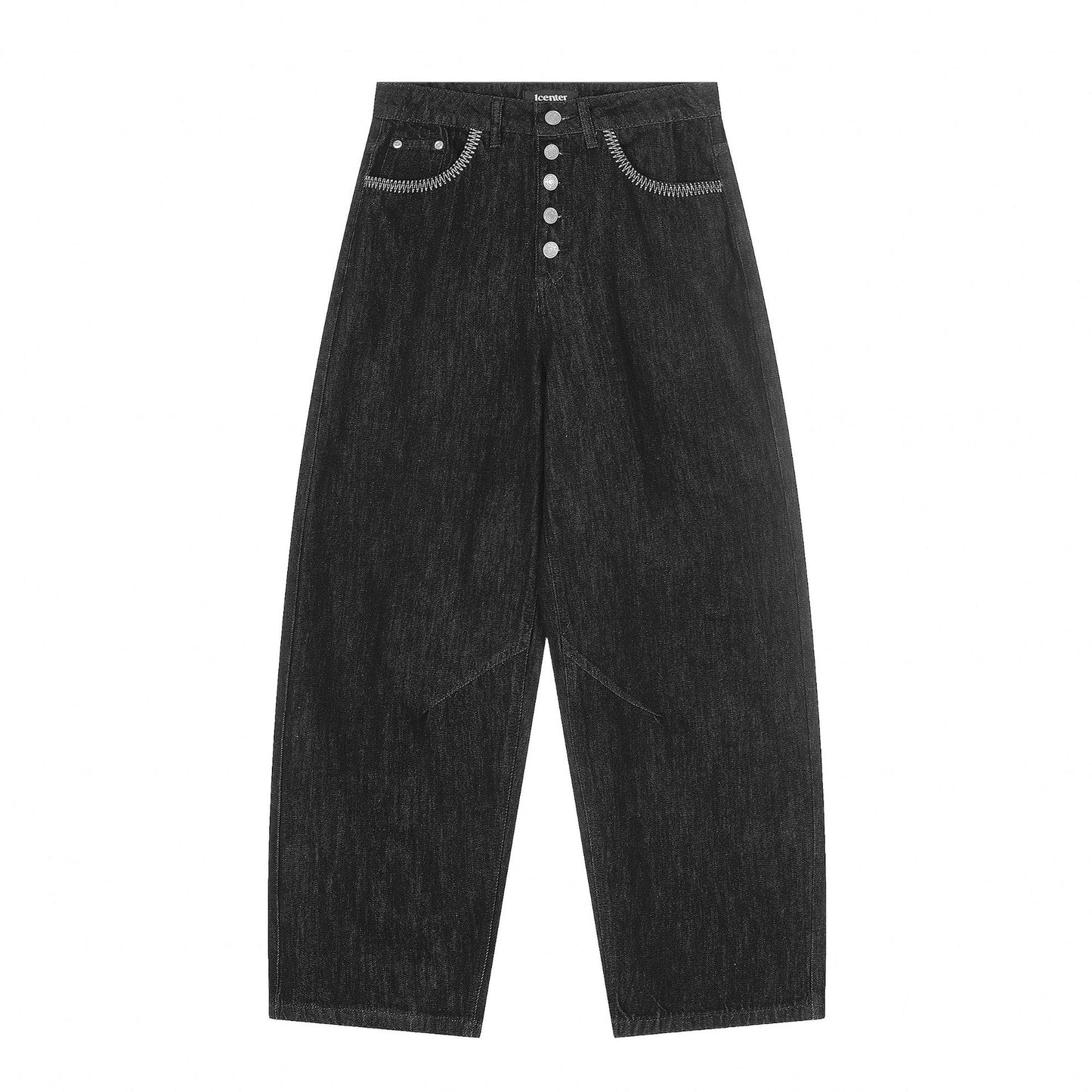Button Spliced Denim Pants Street Style Loose Wide Leg Pants - XGEM® - Not Made for Everyone