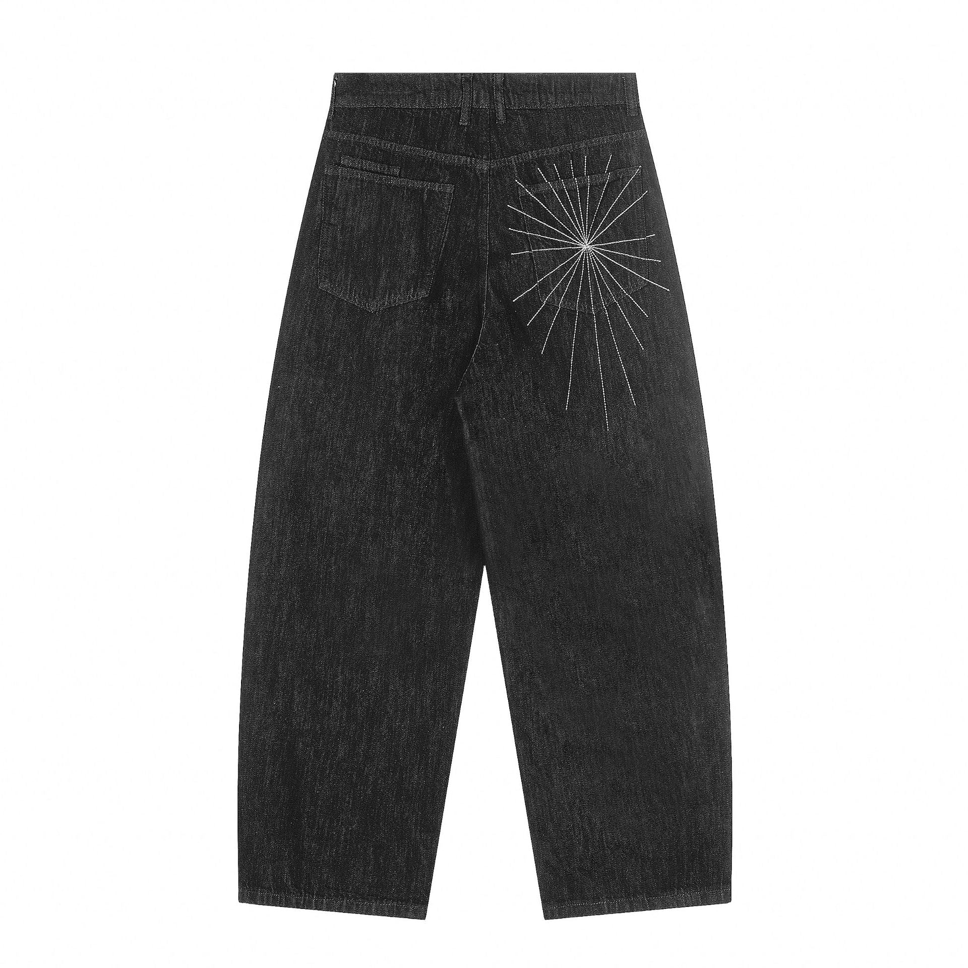 Button Spliced Denim Pants Street Style Loose Wide Leg Pants - XGEM® - Not Made for Everyone