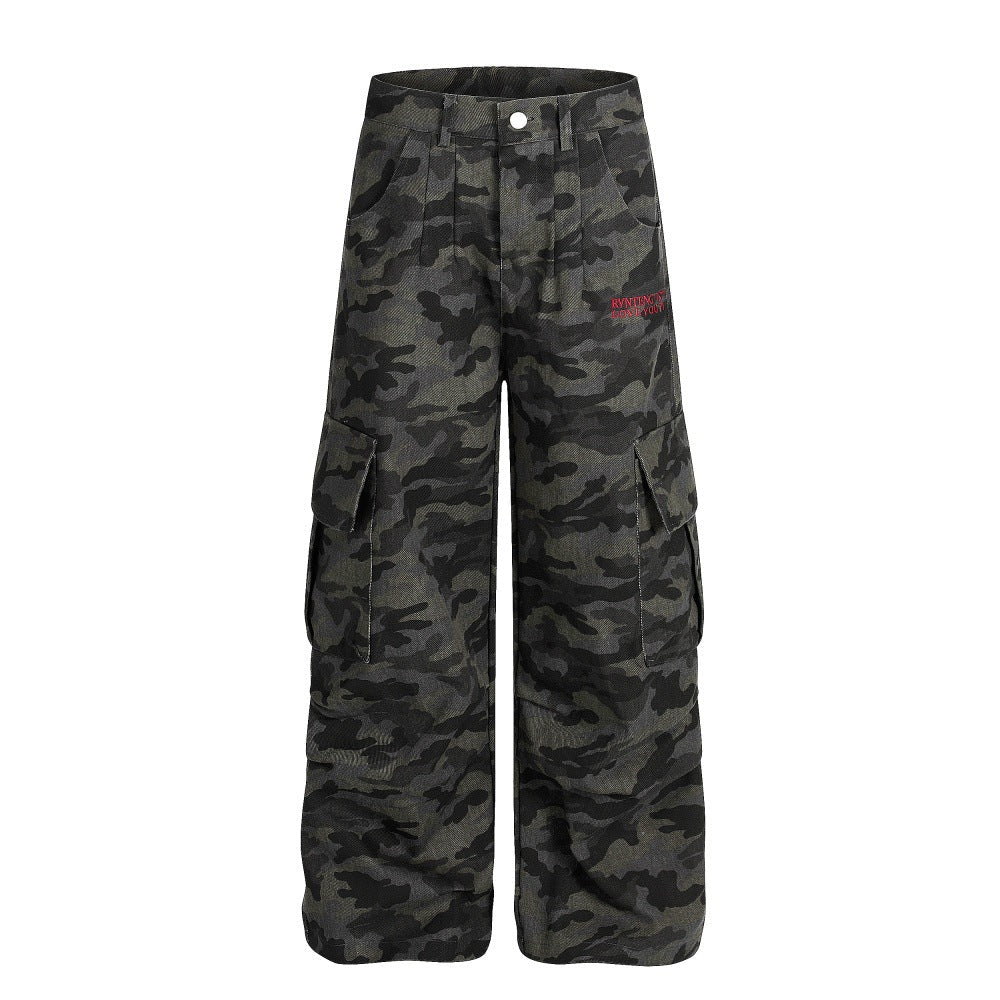  Camo Pleated Cargo Pants — curated XGEM rare find