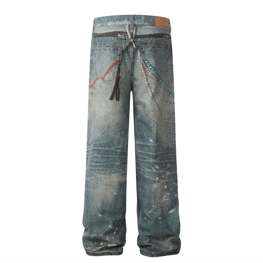Chainmark Washed Jeans — Chain - Detail Streetwear Denim for Daily Rotation - XGEM® - Not Made for Everyone