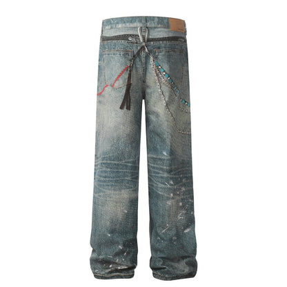 Chainmark Washed Jeans — Chain - Detail Streetwear Denim for Daily Rotation - XGEM® - Not Made for Everyone
