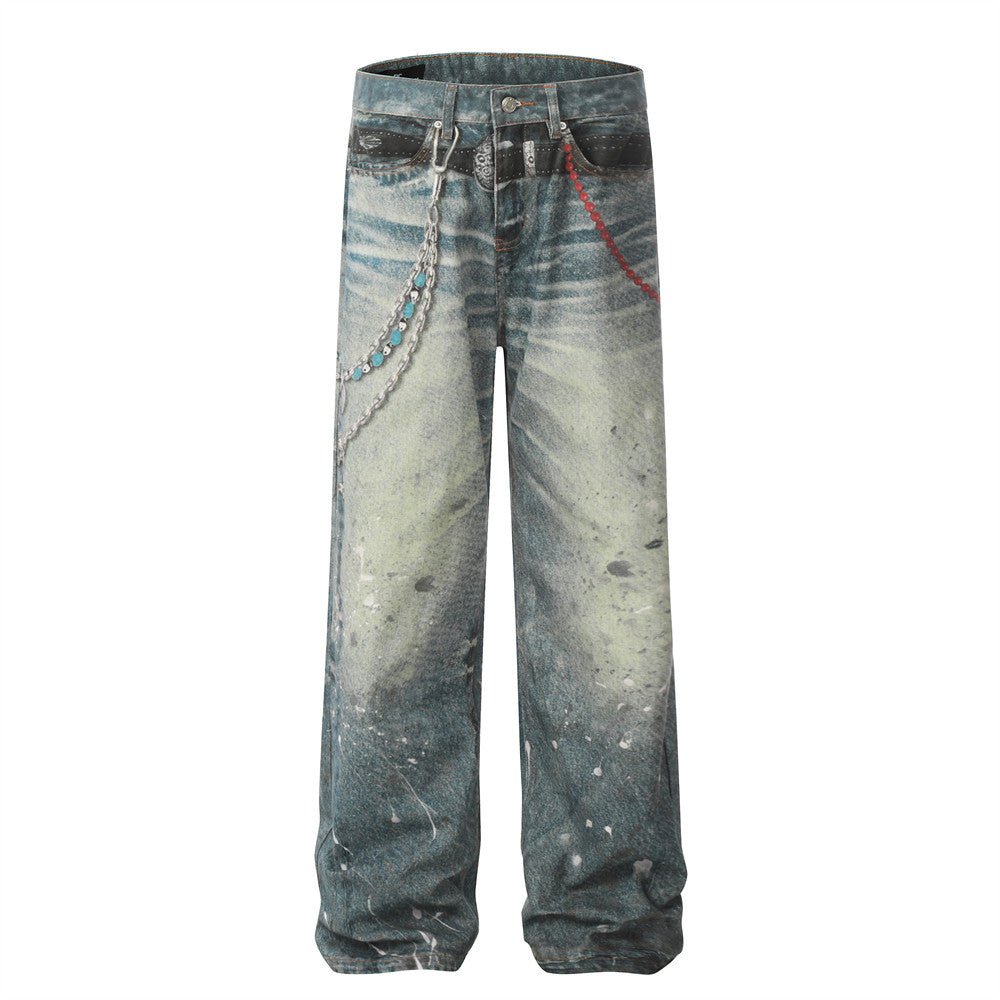 Chainmark Washed Jeans — Chain - Detail Streetwear Denim for Daily Rotation - XGEM® - Not Made for Everyone