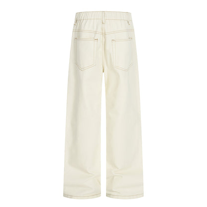 Color - blocked Simple Loose Straight Clean Fit Jeans - XGEM® - Not Made for Everyone