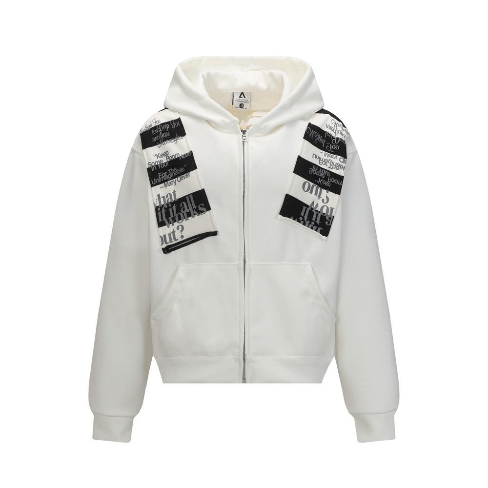 Contrast Stripe Patchwork Hoodie - curated XGEM rare find