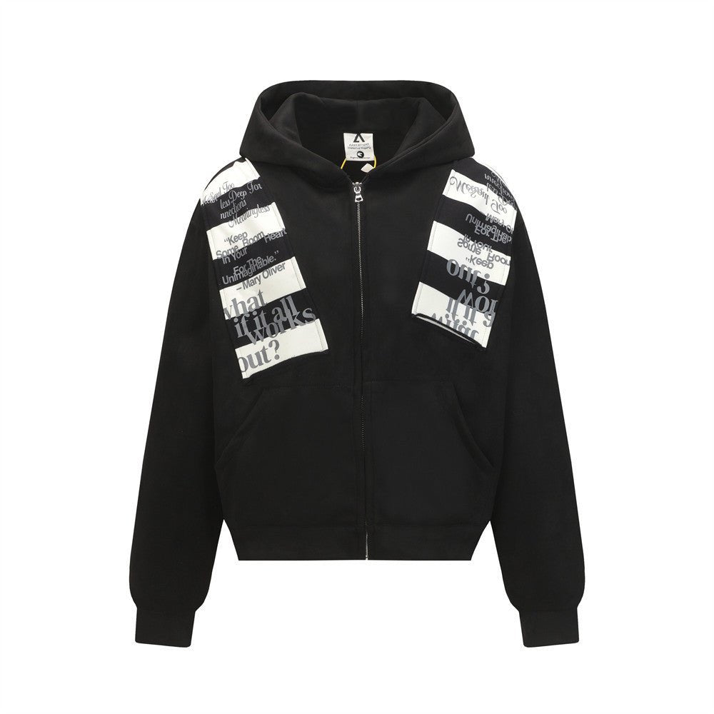 Contrast Stripe Patchwork Hoodie - curated XGEM rare find