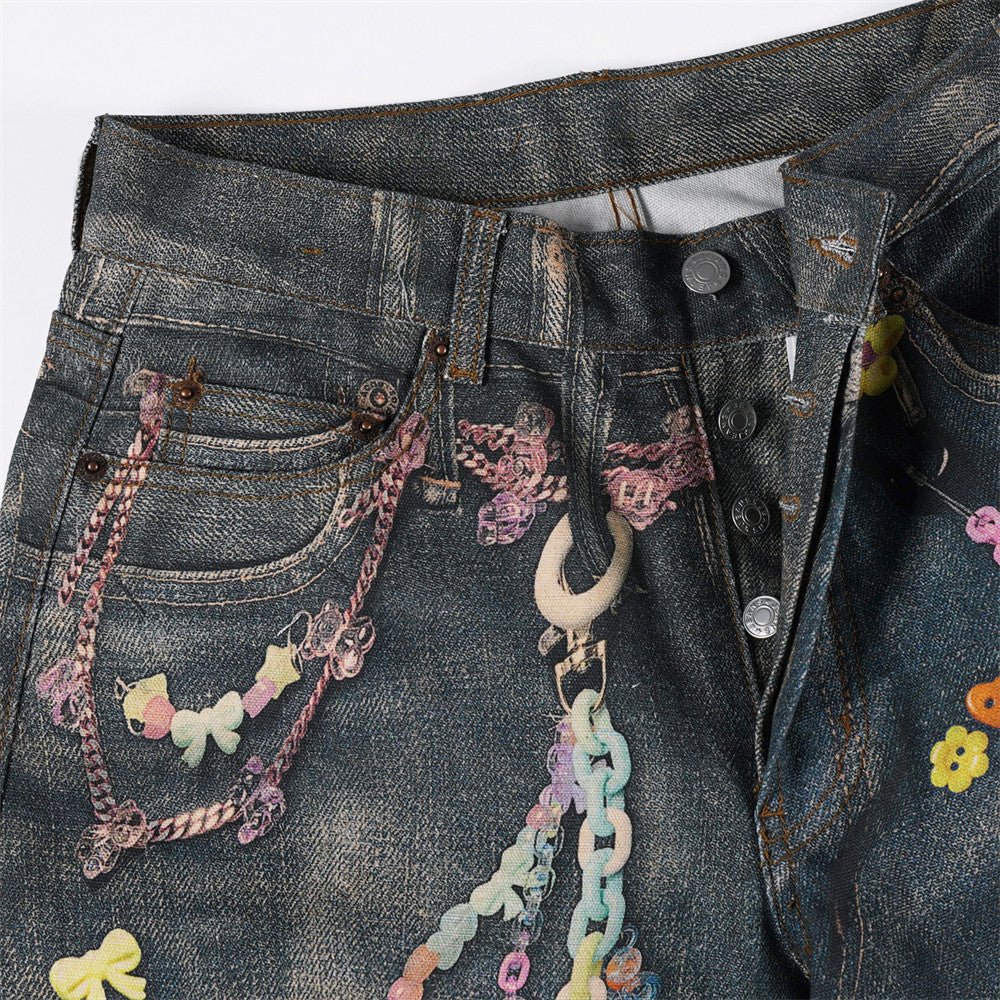 Chain Print Straight Pants — curated XGEM rare find
