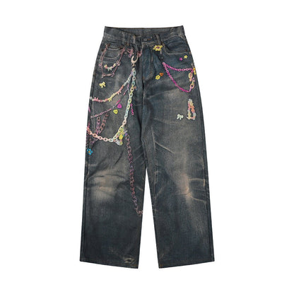 Chain Print Straight Pants — curated XGEM rare find