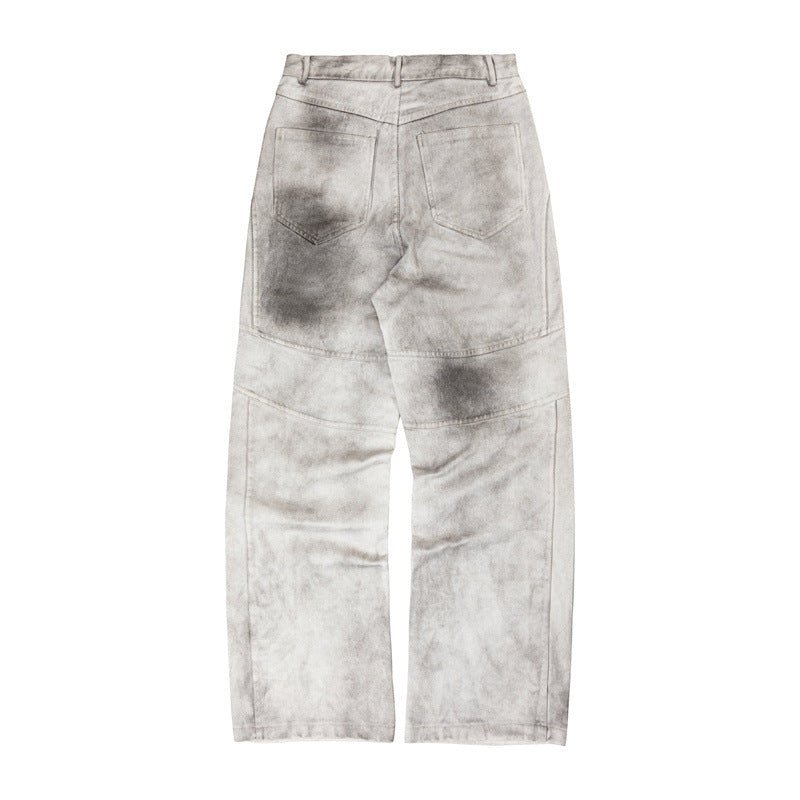 Distressed Racing Pants with Pleated Patchwork Straight Leg Cargo Trousers Loose Long Pants - XGEM® - Not Made for Everyone