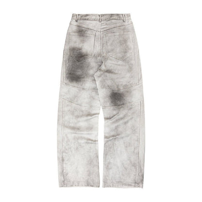 Distressed Racing Pants with Pleated Patchwork Straight Leg Cargo Trousers Loose Long Pants - XGEM® - Not Made for Everyone