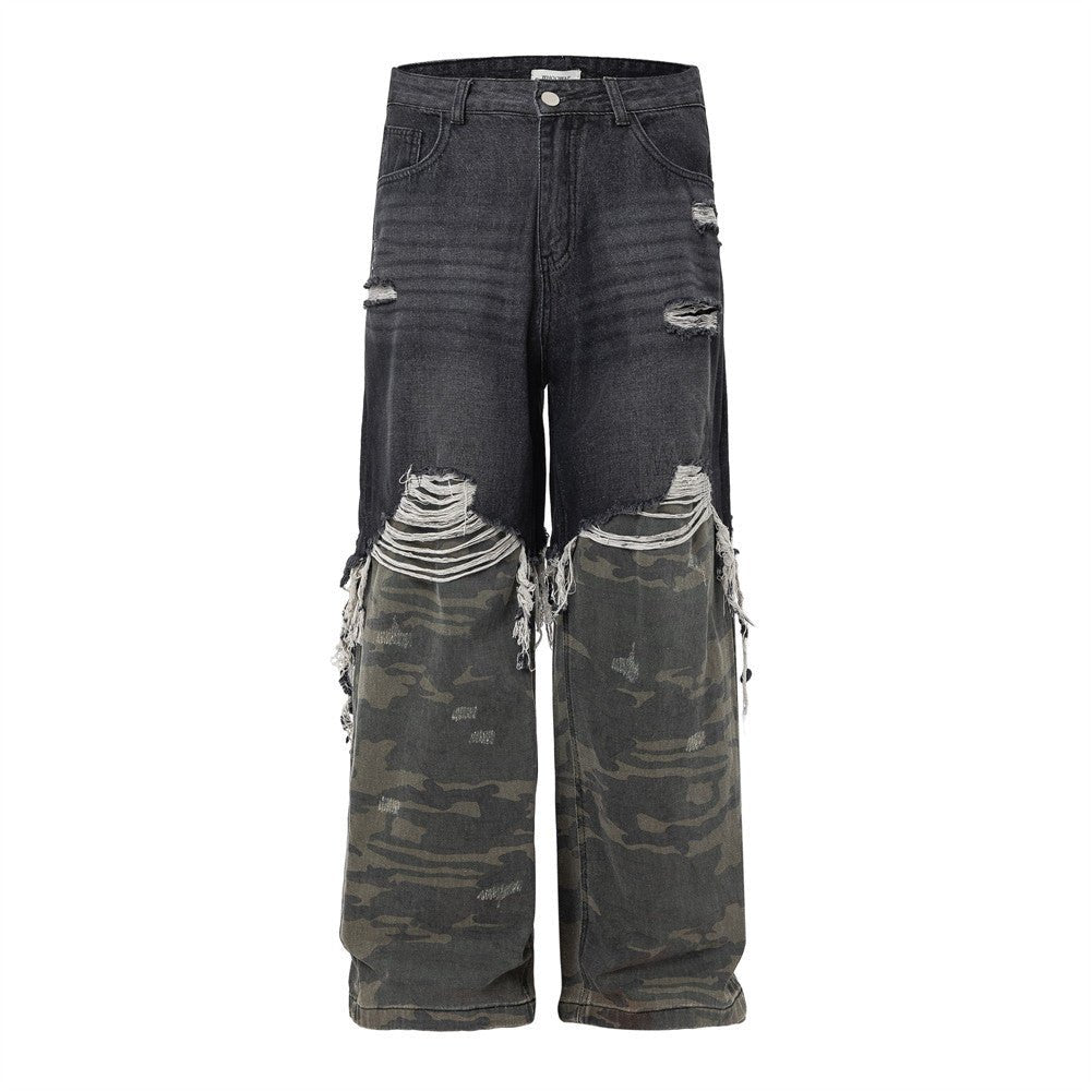 Dualform Layered Jeans — Patchwork Streetwear Denim with Distressed Hybrid Construction - XGEM® - Not Made for Everyone