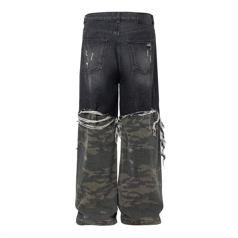 Dualform Layered Jeans — Patchwork Streetwear Denim with Distressed Hybrid Construction - XGEM® - Not Made for Everyone