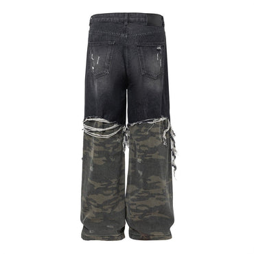 Dualform Layered Jeans — Patchwork Streetwear Denim with Distressed Hybrid Construction - XGEM® - Not Made for Everyone