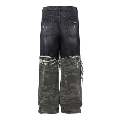 Dualform Layered Jeans — Patchwork Streetwear Denim with Distressed Hybrid Construction - XGEM® - Not Made for Everyone