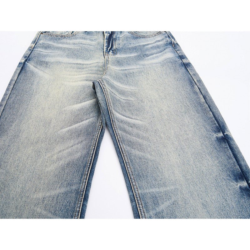 Gradient Washed Catwhisker Pattern Straight Leg Loose Wide Leg Jeans - XGEM® - Not Made for Everyone