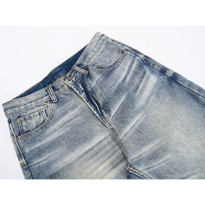 Gradient Washed Catwhisker Pattern Straight Leg Loose Wide Leg Jeans - XGEM® - Not Made for Everyone