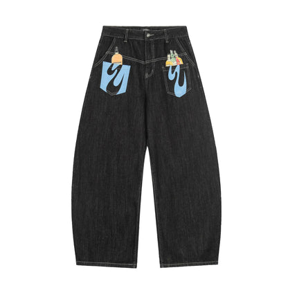 Graffiti Print Loose Wide - Leg Knife - Edge Jeans for Men - XGEM® - Not Made for Everyone