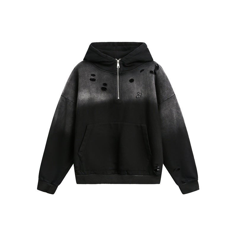 Washed Half-Zip Pullover Hoodie - curated XGEM rare find