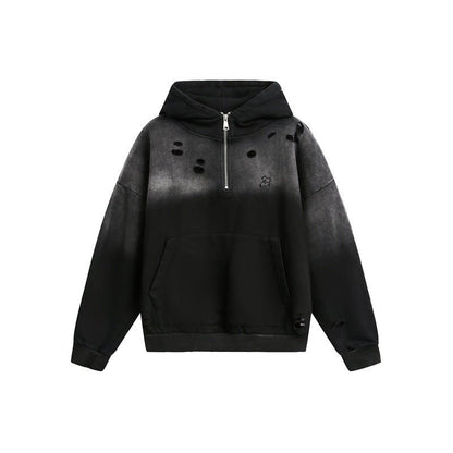 Washed Half-Zip Pullover Hoodie - curated XGEM rare find