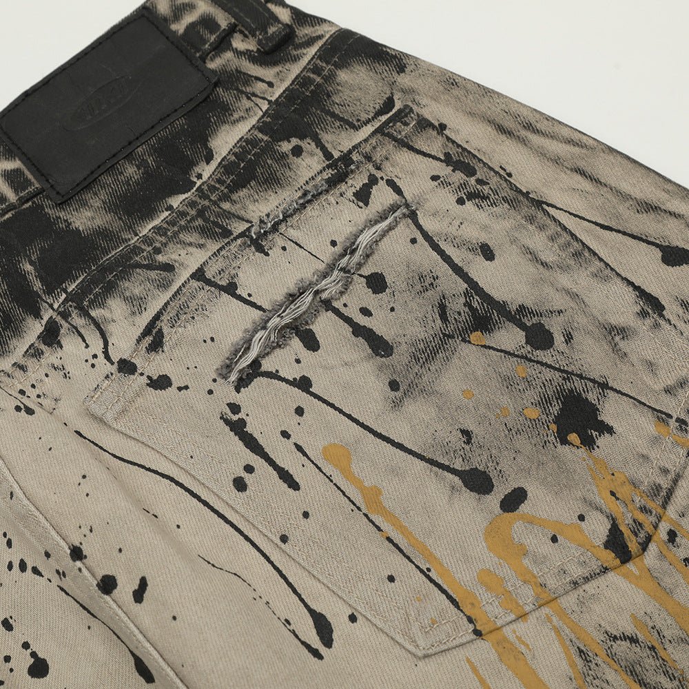 Inkveil Distressed Grey Denim — Ink - Washed Streetwear Jeans - XGEM® - Not Made for Everyone