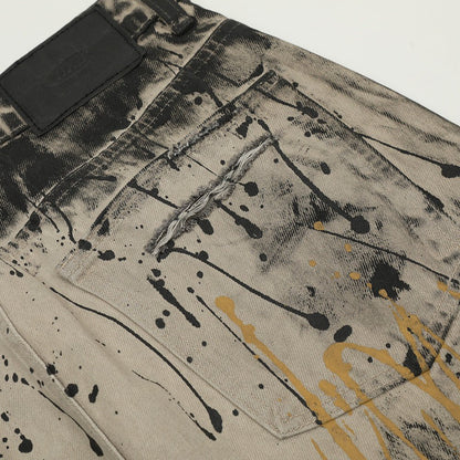 Inkveil Distressed Grey Denim — Ink - Washed Streetwear Jeans - XGEM® - Not Made for Everyone