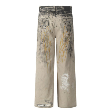 Inkveil Distressed Grey Denim — Ink - Washed Streetwear Jeans - XGEM® - Not Made for Everyone