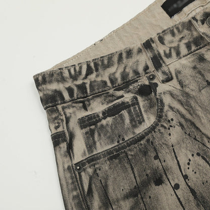 Inkveil Distressed Grey Denim — Ink - Washed Streetwear Jeans - XGEM® - Not Made for Everyone