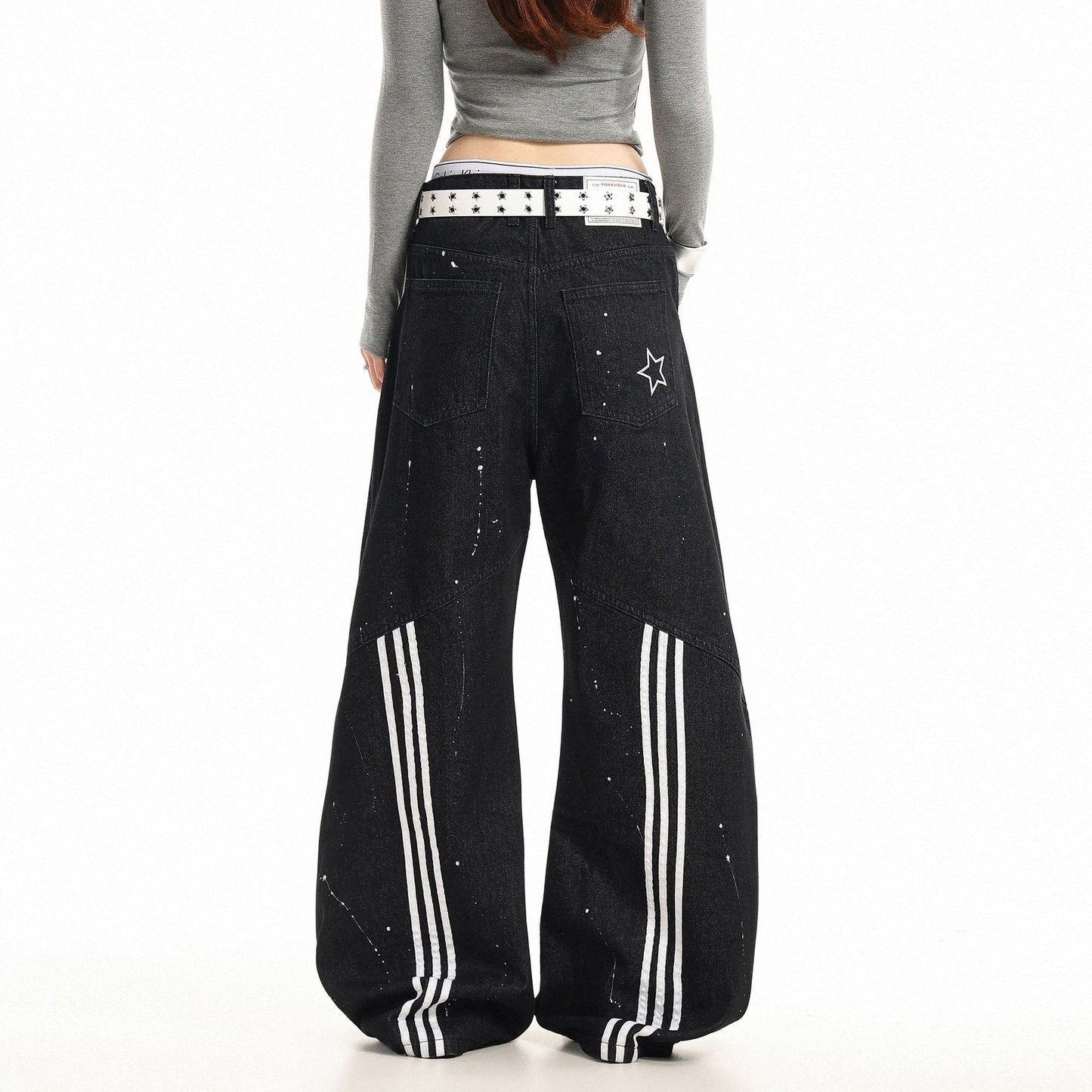 Jeans Wide Leg Splatter Black - XGEM® - Not Made for Everyone