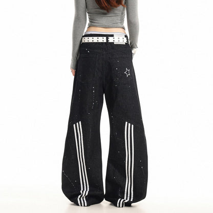 Jeans Wide Leg Splatter Black - XGEM® - Not Made for Everyone