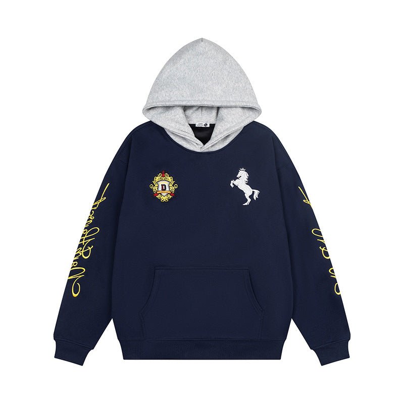 Letter Embroidery Fleece Hoodie - curated XGEM rare find