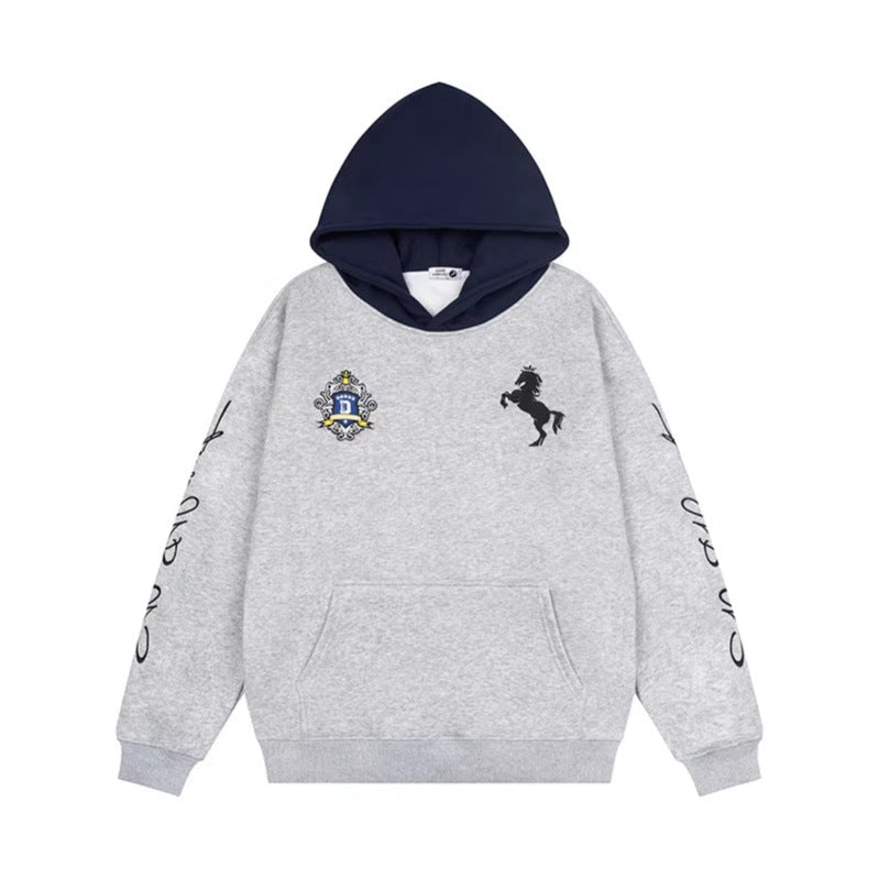 Letter Embroidery Fleece Hoodie - curated XGEM rare find