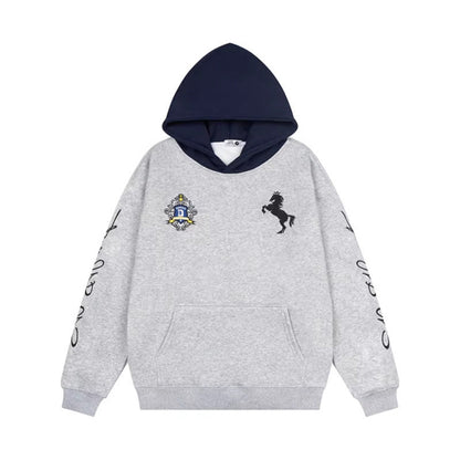 Letter Embroidery Fleece Hoodie - curated XGEM rare find