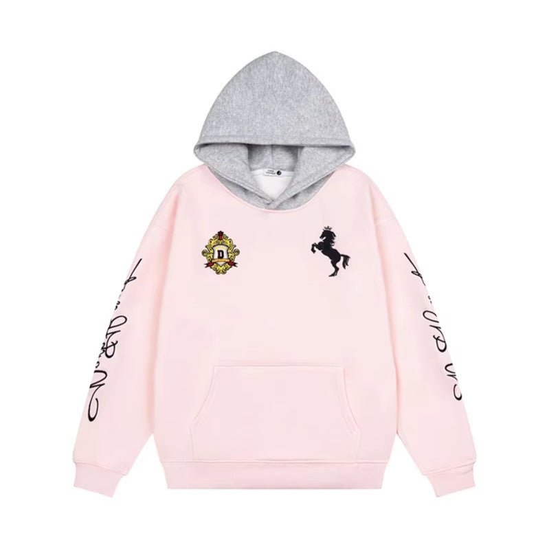 Letter Embroidery Fleece Hoodie - curated XGEM rare find