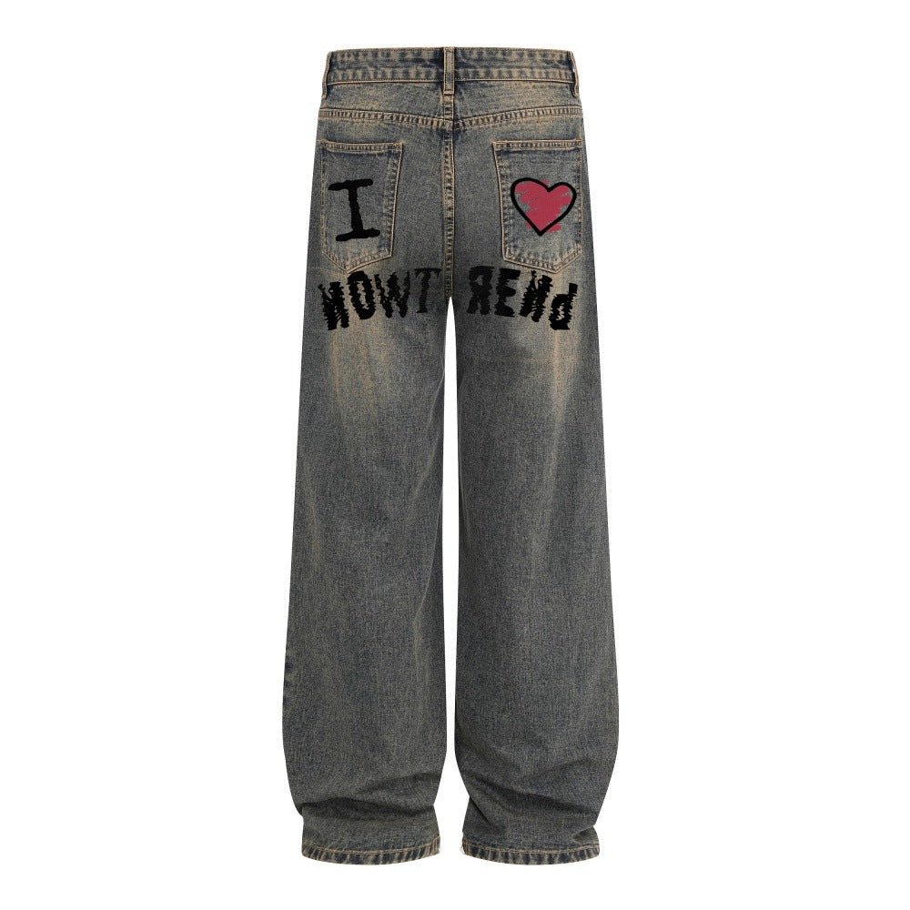 Letter Love Printed Cowboy Pants - XGEM® - Not Made for Everyone