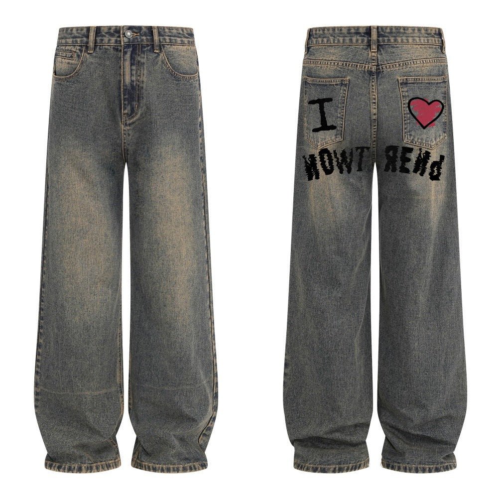 Letter Love Printed Cowboy Pants - XGEM® - Not Made for Everyone