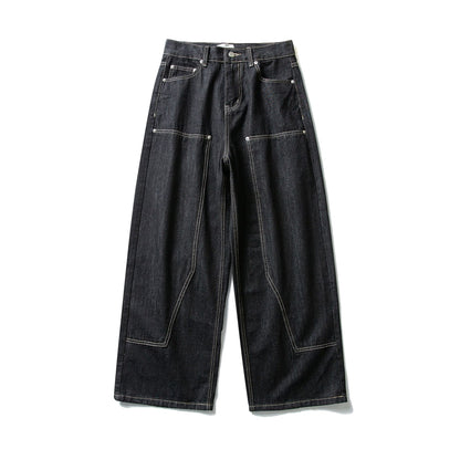 Loose Wide Leg Straight Cut Raw Denim Pants Workwear Logger Pants - XGEM® - Not Made for Everyone