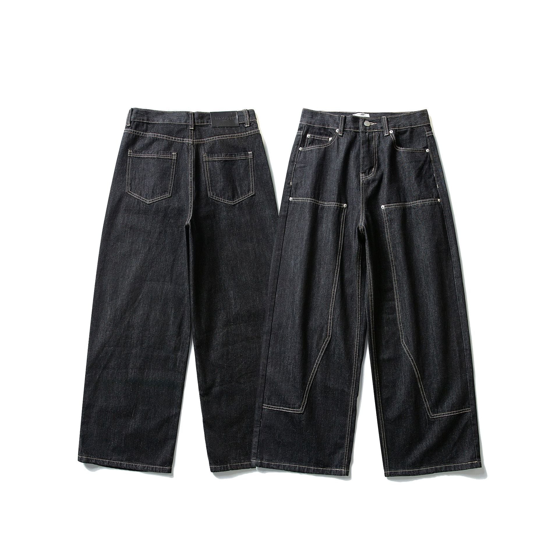 Loose Wide Leg Straight Cut Raw Denim Pants Workwear Logger Pants - XGEM® - Not Made for Everyone