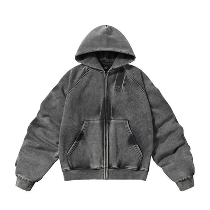 Men's Oversized Acid Wash Zip Hoodie Streetwear - XGEM® - Not Made for Everyone