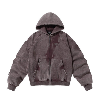 Men's Oversized Acid Wash Zip Hoodie Streetwear - XGEM® - Not Made for Everyone