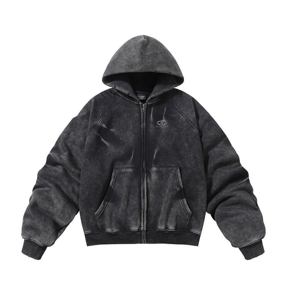 Men's Oversized Acid Wash Zip Hoodie Streetwear - XGEM® - Not Made for Everyone