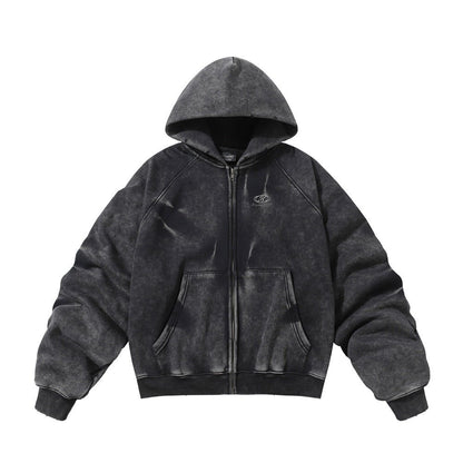 Men's Oversized Acid Wash Zip Hoodie Streetwear - XGEM® - Not Made for Everyone