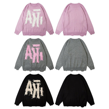 Oversized Jacquard Knit Sweater Streetwear - XGEM® - Not Made for Everyone