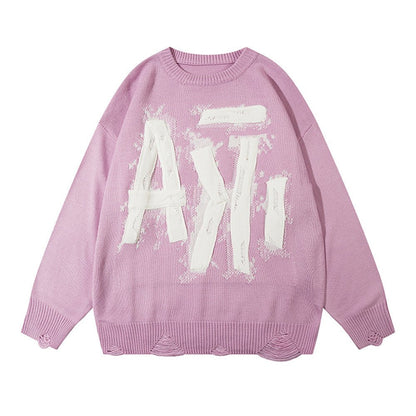 Oversized Jacquard Knit Sweater Streetwear - XGEM® - Not Made for Everyone