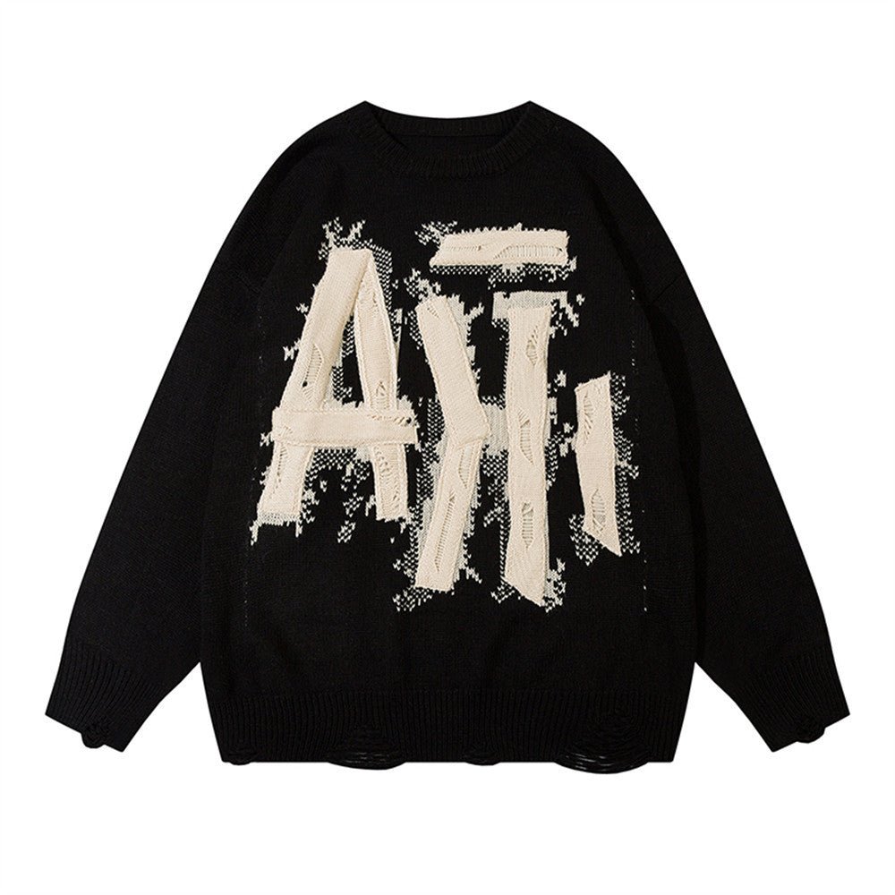 Oversized Jacquard Knit Sweater Streetwear - XGEM® - Not Made for Everyone