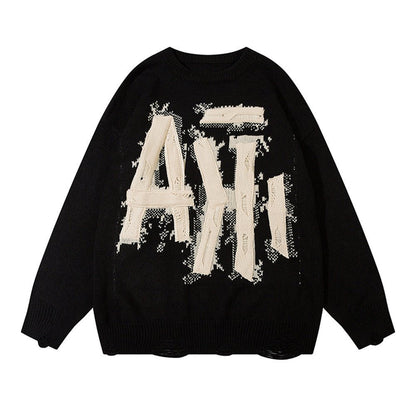 Oversized Jacquard Knit Sweater Streetwear - XGEM® - Not Made for Everyone